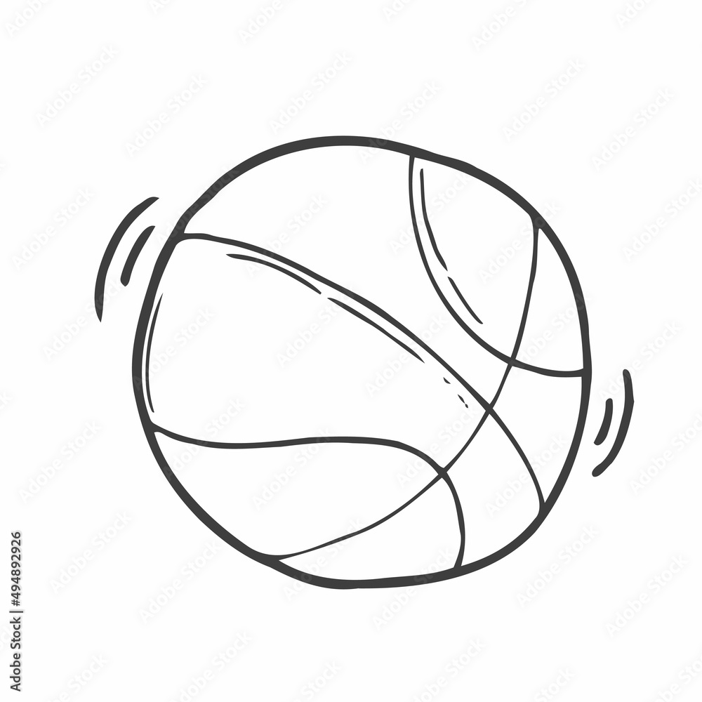 Basketball ball hand drawn outline doodle icon. Basketball equipment, team ball game, sport activity concept. Vector sketch illustration for print, web, mobile and infographics on white background.
