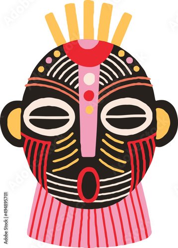 Ethnic Tribal Mask Avatar Cartoon Illustration