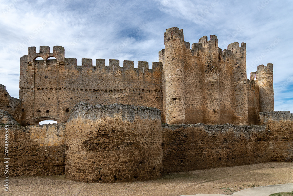 Exterior of the Medieval castle of Valencia de Don Juan, León, Castilla y León, Spain.