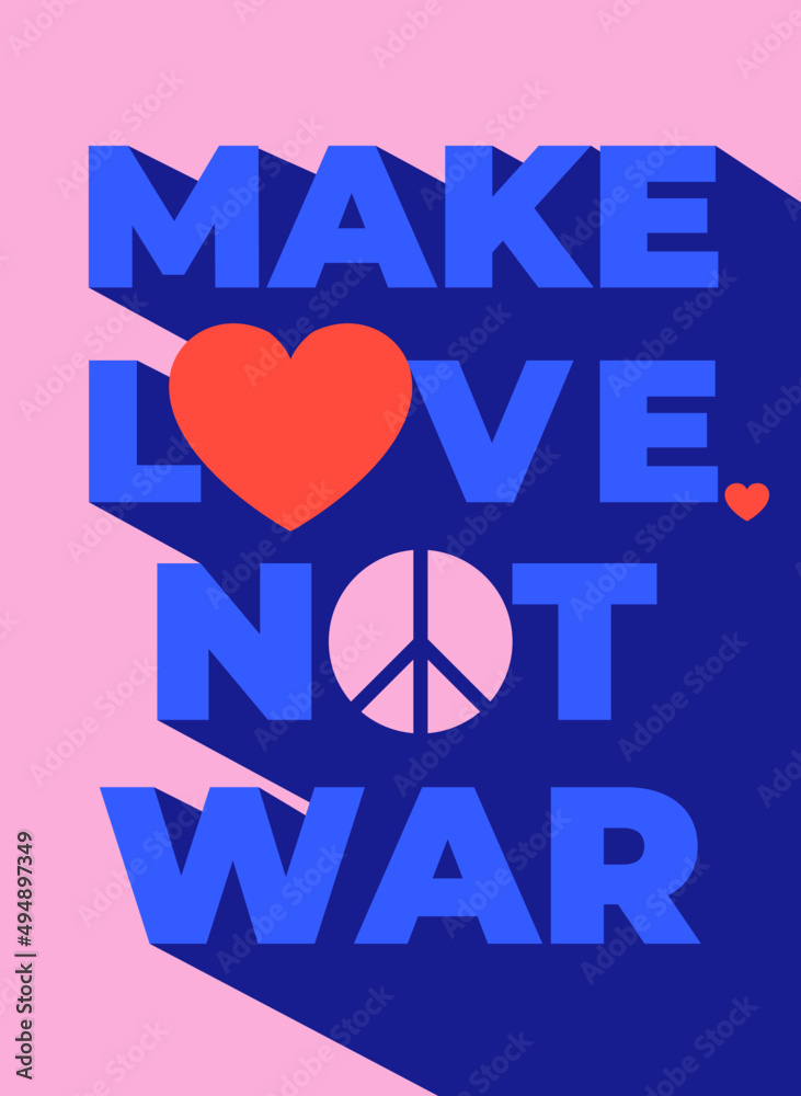 anti-war poster. make love, not war. Vector graphics Stock Vector | Adobe  Stock