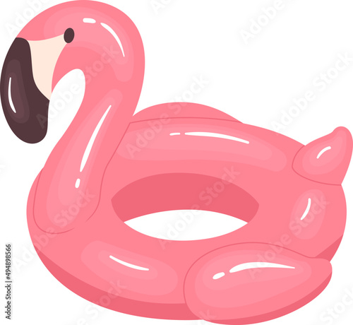 Pink Flamingo Shaped Inflatable Rubber Ring Cartoon Illustration