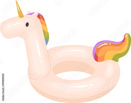 Inflatable Unicorn Shaped Rubber Ring Cartoon Illustration
