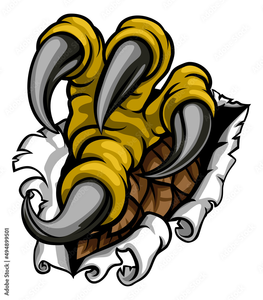 Ripping Tearing Monster Dinosaur Eagle Claw Talons Stock Vector
