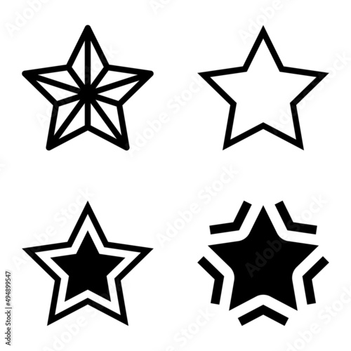 Stars Flat Icon Set Isolated On White Background
