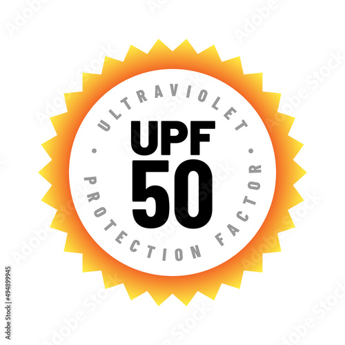 UPF icon. Ultraviolet Protection Factor sign. Ultra violet sunrays protection symbol. Vector illustration.
