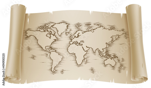 World Map Drawing Old Woodc...
