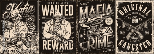 Mafia and weapons posters collection