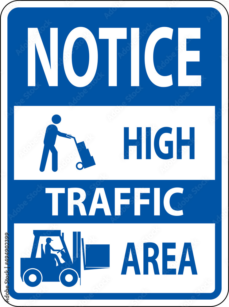 Obraz premium Slow High Traffic Area Sign On White Background