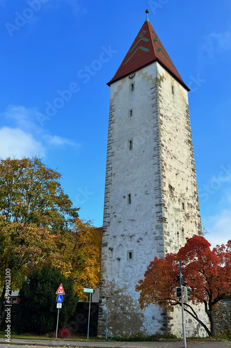 Vertical shot of the historic Spitalturm tower in Ravensburg in Germany photo