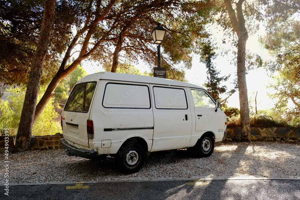 Van in the middle of the forest in Malaga