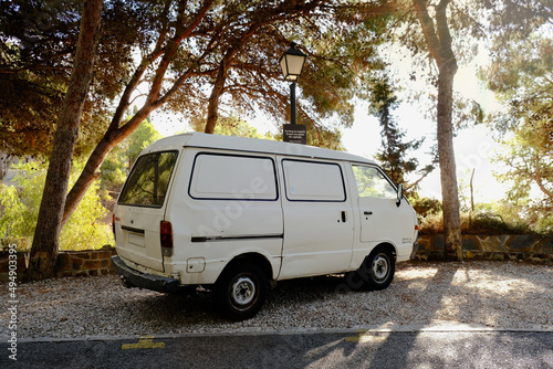 Van in the middle of the forest in Malaga