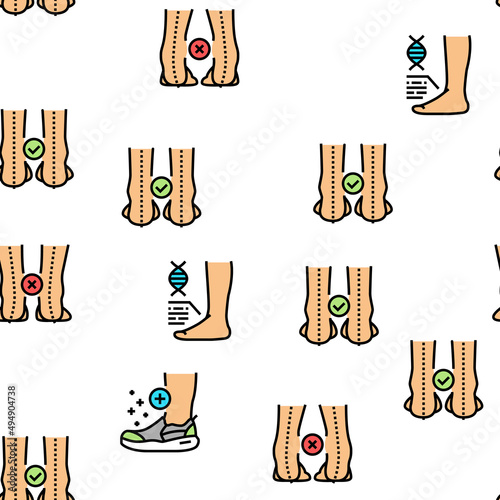 Flat Feet Disease Vector Seamless Pattern Thin Line Illustration