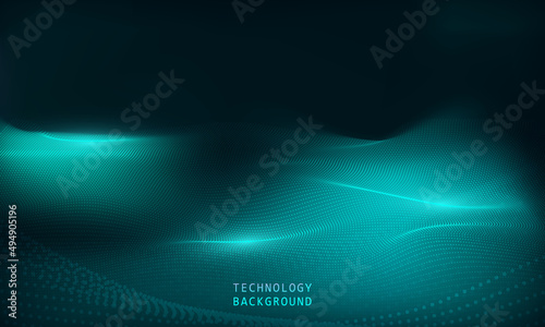 abstract wave technology background with blue light smooth and flow.