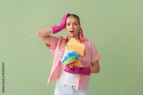 Shocked young woman with ma...