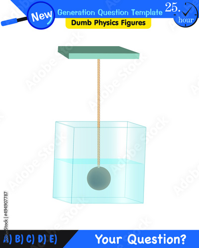 Physics, pressure of liquids, buoyant forces of liquids, next generation question template, dumb physics figures, exam question, eps