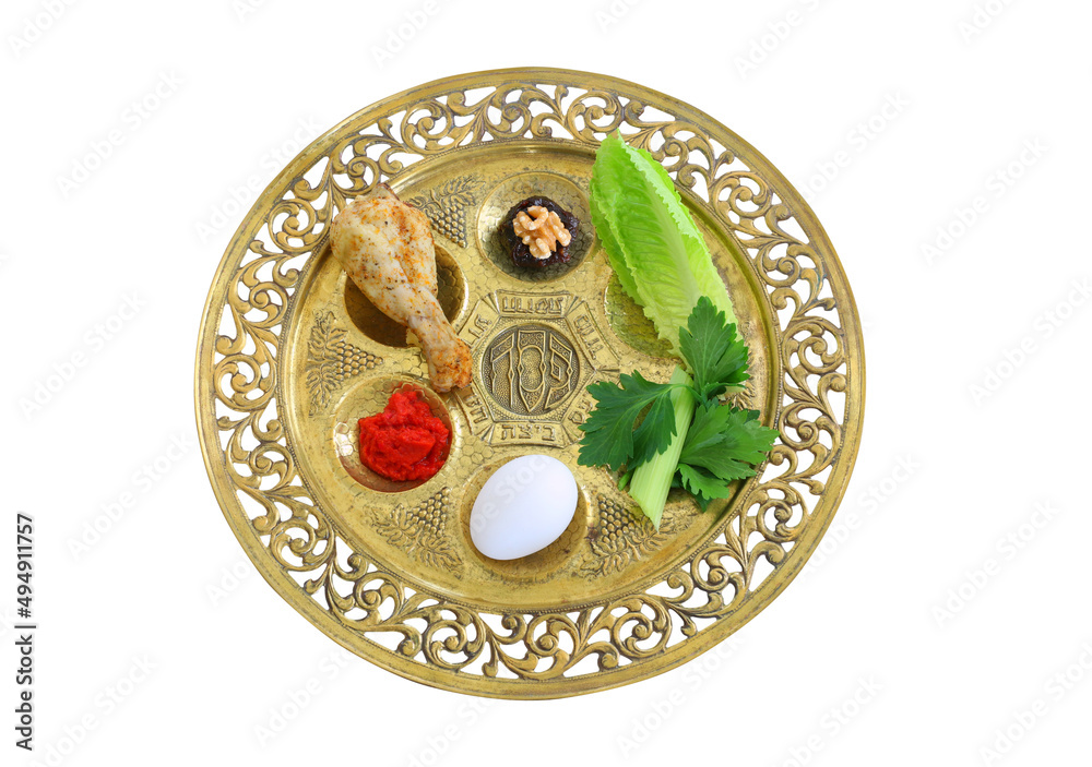 Pesah celebration concept (jewish Passove holiday). Traditional plate