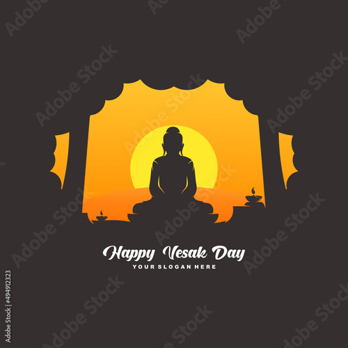 Vesak day logo concept design template or vector illustration