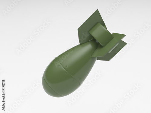 3d rendering of a green missile falling in metal