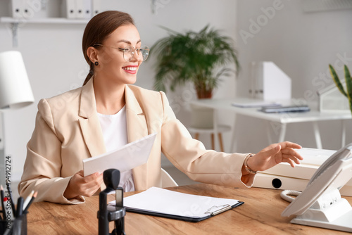 Female notary public workin...
