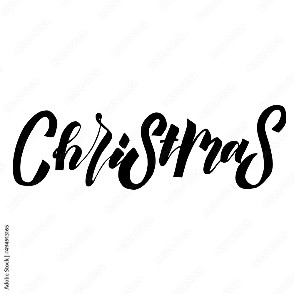 Christmas. Vector lettering. Hand drawn  lettering.
