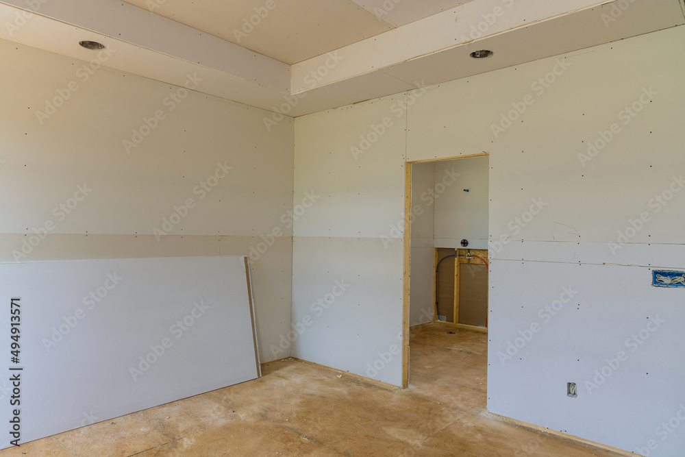 Obraz premium Under construction industry new home construction interior drywall