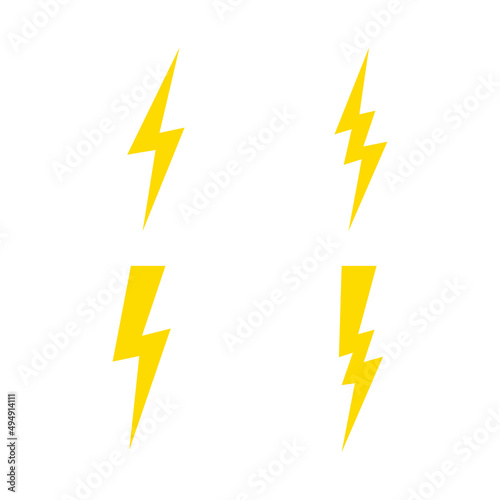 Bolt lightning icon. Thunder flash symbol set. Sign storm vector.