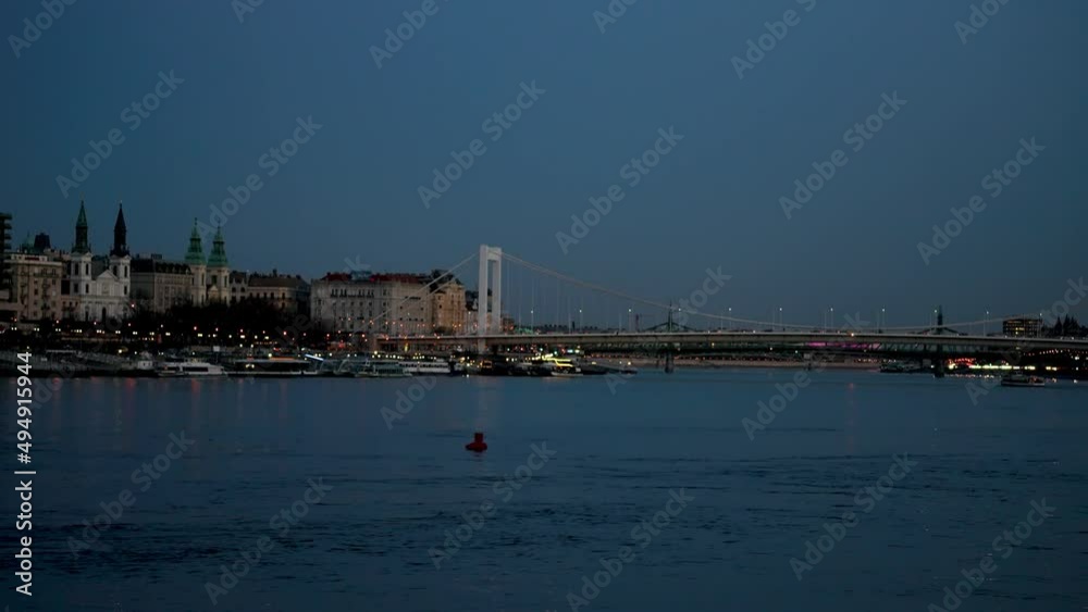 timelapse at night of rivers and bridges in downtown Budapest timelapse at night of rivers and bridges in downtown Budapest