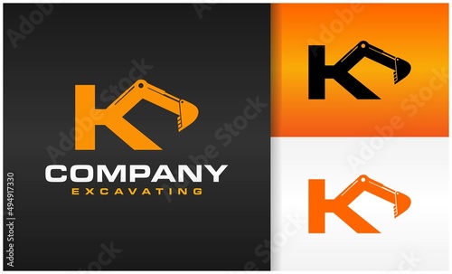 excavator letter K logo