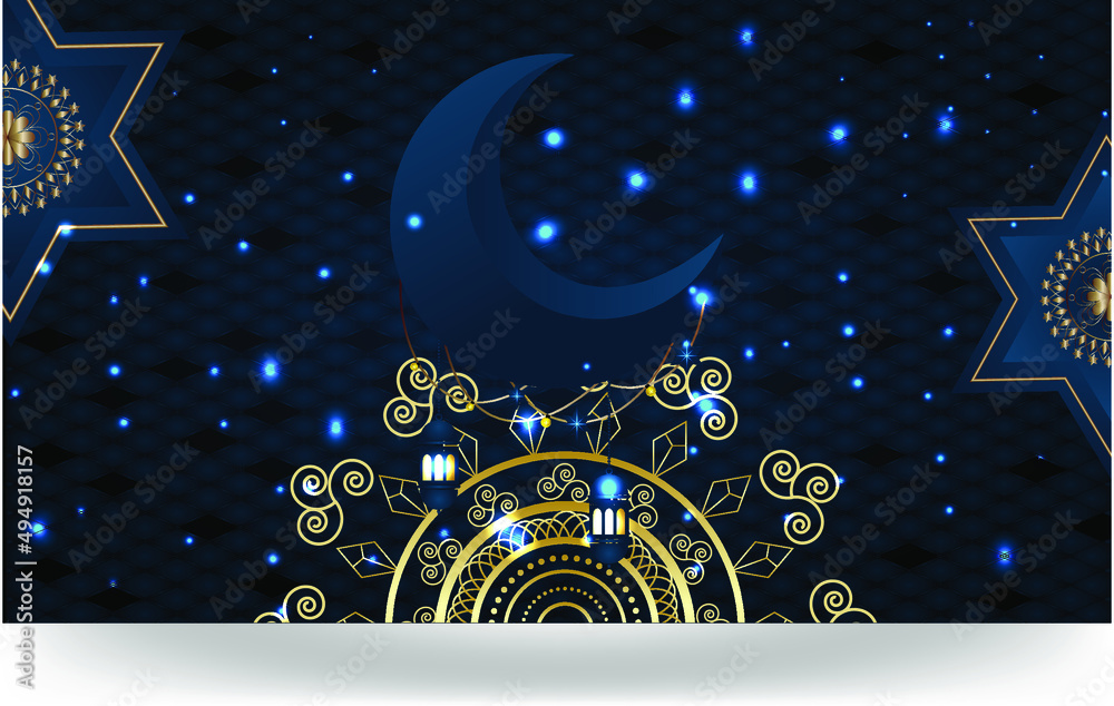 luxury Islamic background with decorative ornament golden lantern and star
Eid and Ramadan Background With Golden Lantern