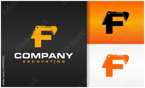 escavating company logo leter f