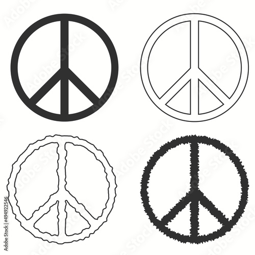 Set Peace Sign in white background. Vector photo