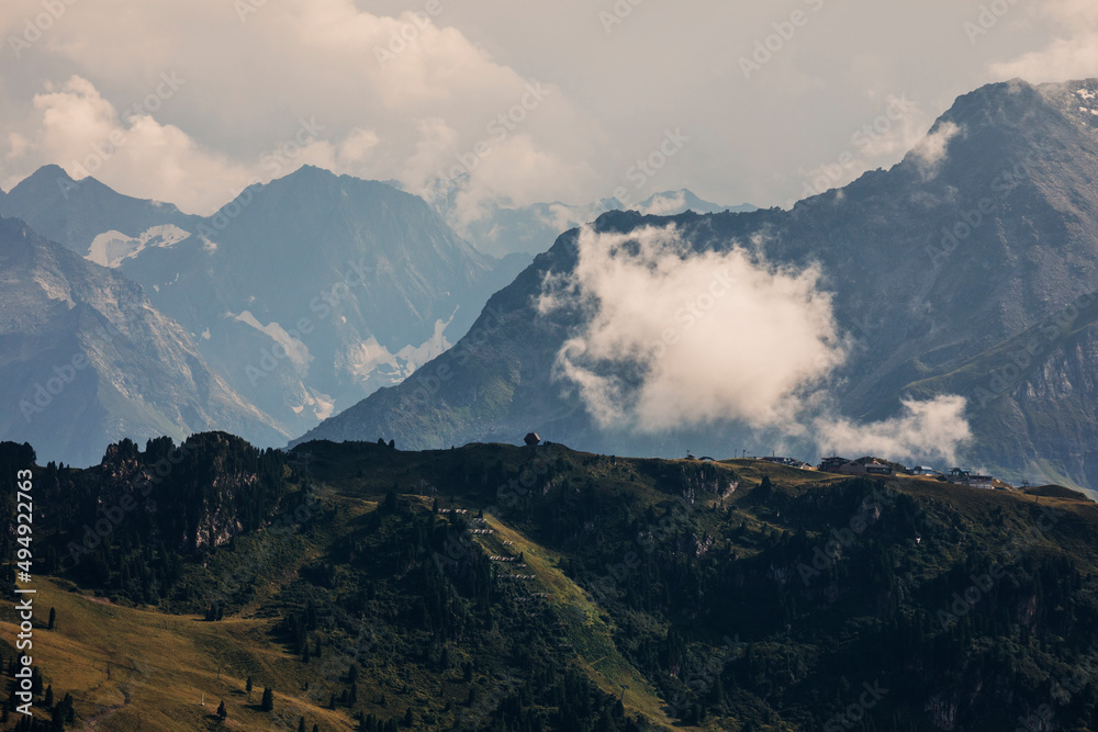 landscape in the mountains with clouds