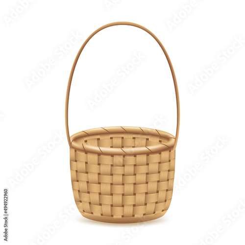 Wicker basket on white background.