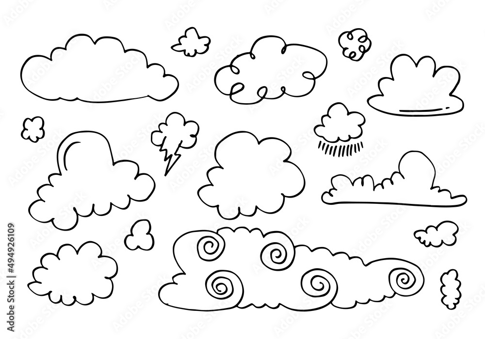 Hand drawn weather collection. Flat style vector illustration on gray background. Hand drawn weather collection. Flat style vector illustration on gray background.