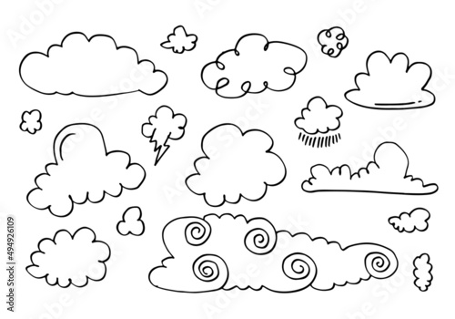 Hand drawn weather collection. Flat style vector illustration on gray background.