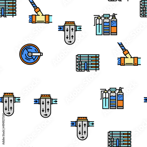 Water Filter Equipment Vector Seamless Pattern Thin Line Illustration