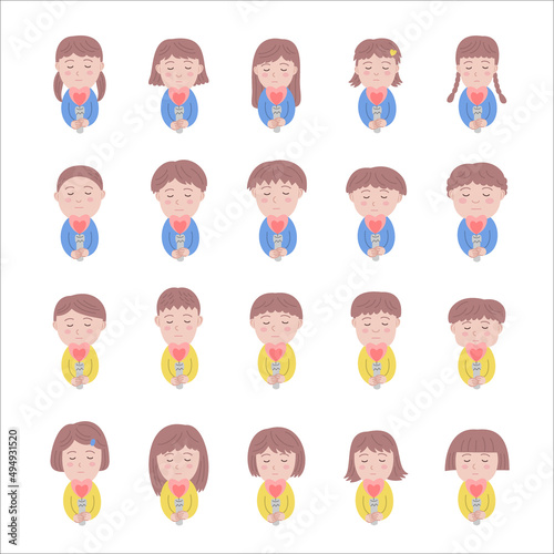 10 girls and 10 boys are praying with heart candles for Ukraine, stop war, peace ウクライナのために平和を祈る子供たち