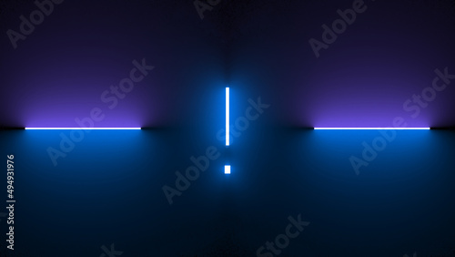 Illustration of a neon punctuation mark isolated on a black background photo