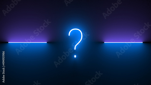 Illustration of a neon punctuation mark isolated on a black background photo