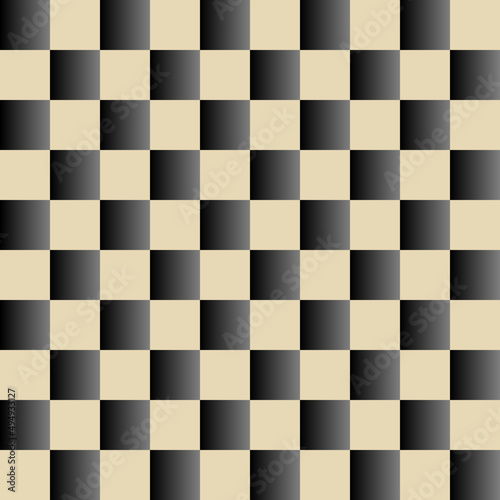 Geometric figures with a checkered pattern in black and brown