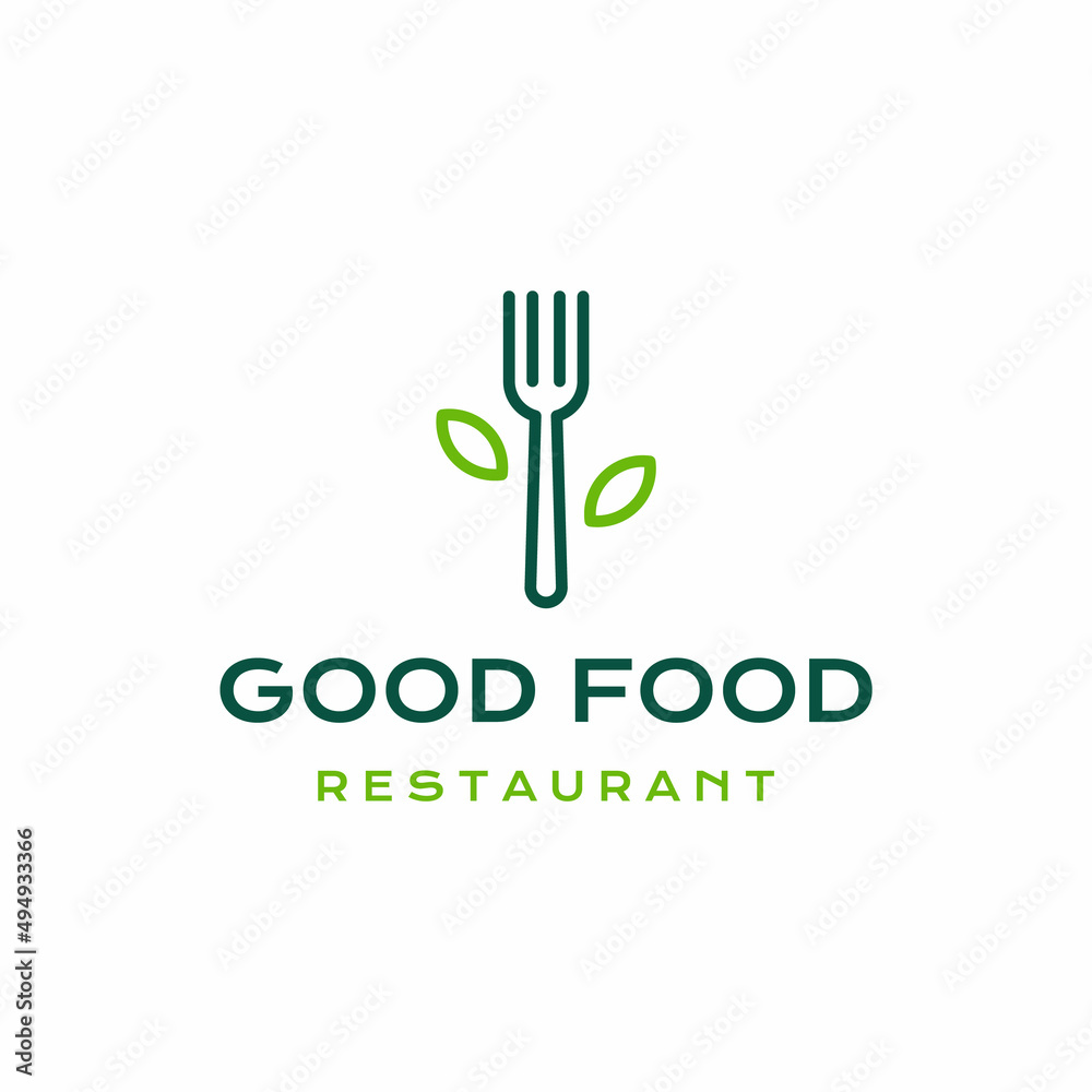 fork and leaf for healthy food restaurant logo design fork and leaf for healthy food restaurant logo design