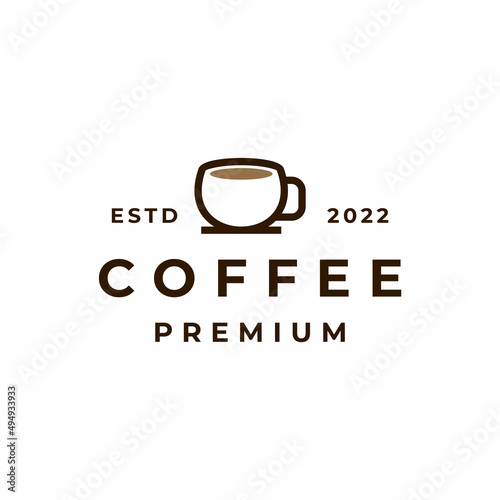 Line art Mug for Coffee Logo Design Vector Illustration