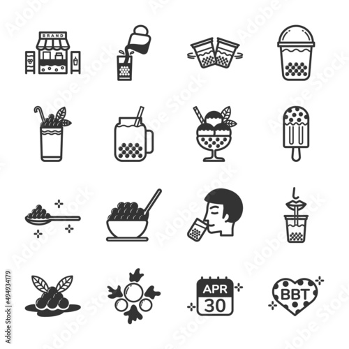 Bubble tea icon set, Vector and Illustration.