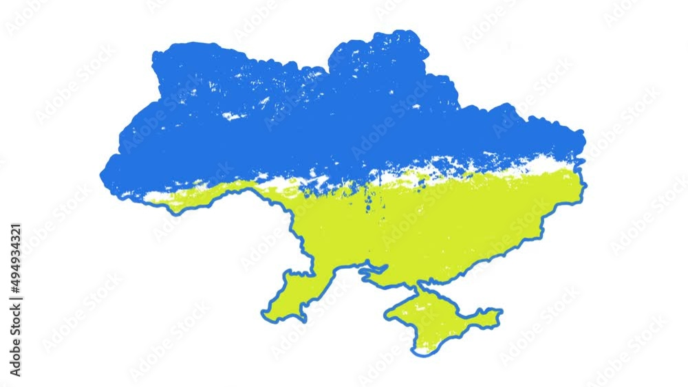 Ukraine Map Outline and Flag Hand Drawn Animation Loop Ukraine Map Outline and Flag Hand Drawn Animation Loop