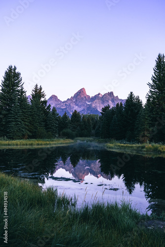 Fototapet Vertical shot of the beautiful landscape in Grand Teton National Park, Wyoming, United States