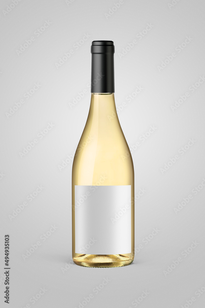 A bottle of white wine isolated on a neutral background for mockup presentation projects. A bottle of white wine isolated on a neutral background for mockup presentation projects.