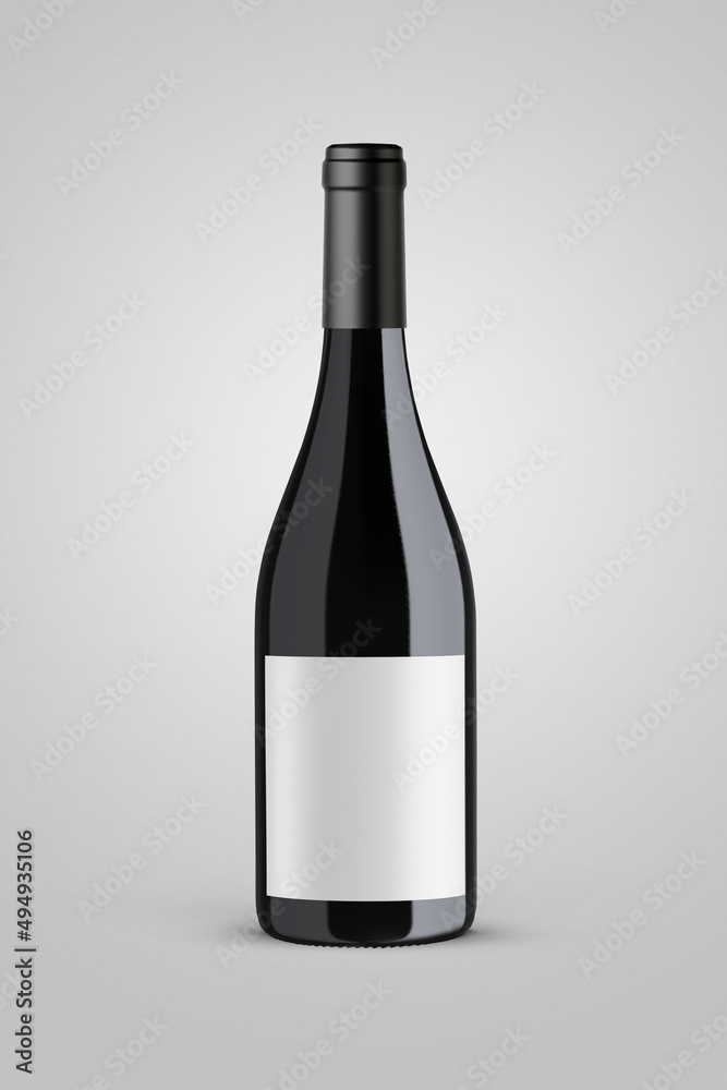 A bottle of red wine isolated on a neutral background for mockup presentation projects.