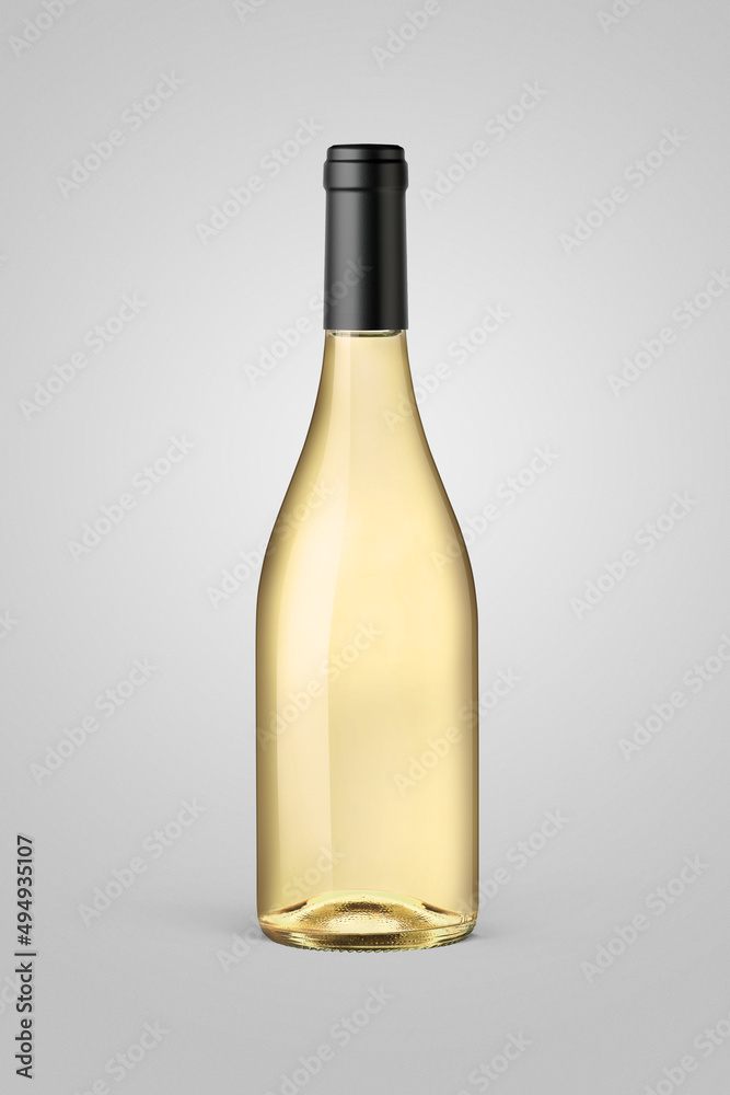 A bottle of white wine isolated on a neutral background for mockup presentation projects. A bottle of white wine isolated on a neutral background for mockup presentation projects.