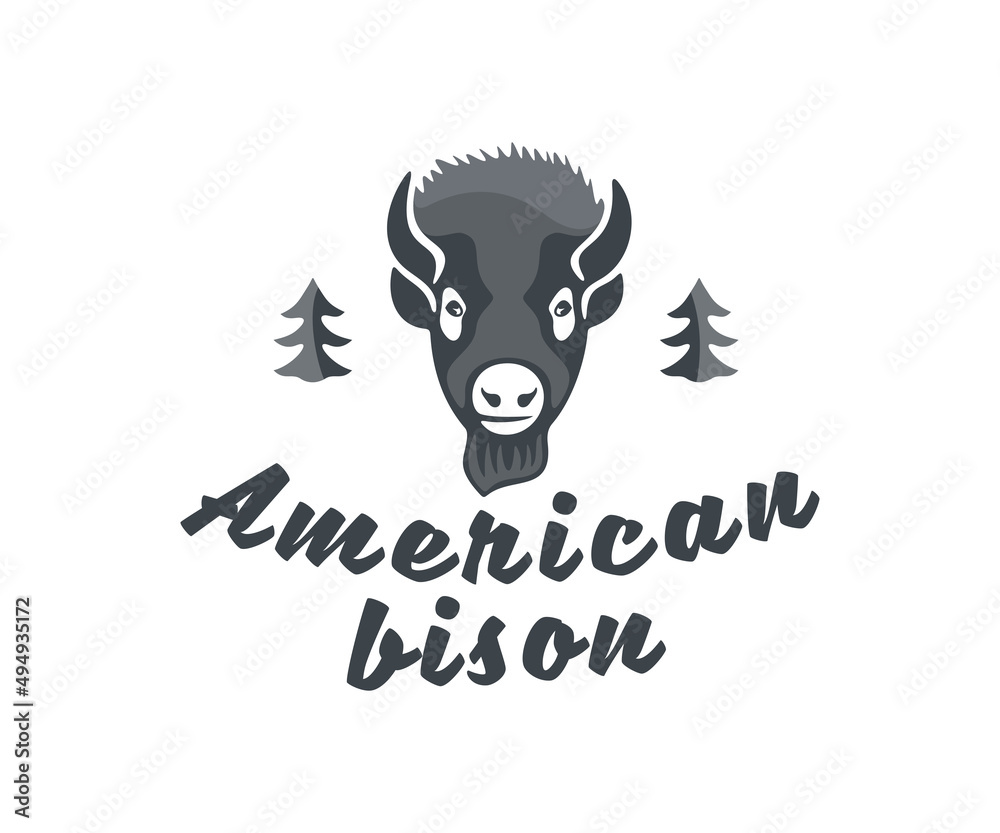 American bison, animal, buffalo, cattle and horned cattle, logo design