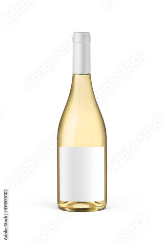 A bottle of white wine isolated on a neutral background for mockup presentation projects.